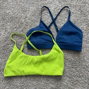 Cara Loren Active / Bundle of Sports Bras / Lime Green & Dark Ocean Blue / SMALL